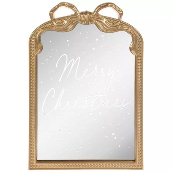 NWT Viral Merry Christmas Bow Frame Mirror - Picture 1 of 4